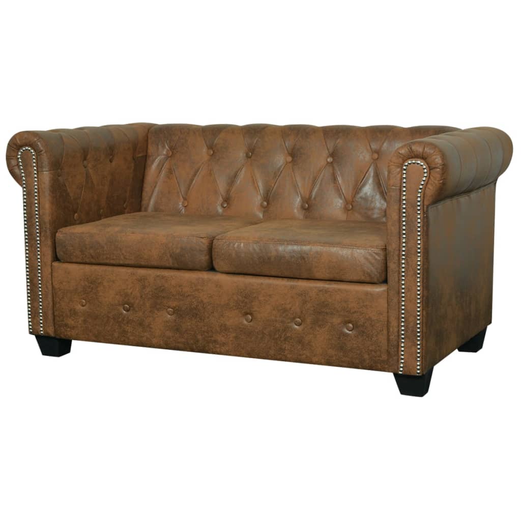 Personers Chesterfield Sofa Kunstlæder Sædet