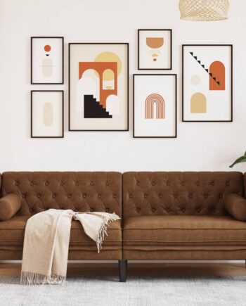 Personers Chesterfield Sofa Med Puder Imiteret Ruskind Brun