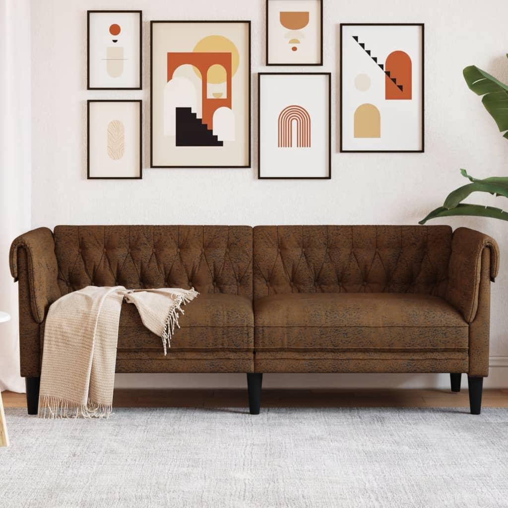 Personers Chesterfield Sofa Stof Brun