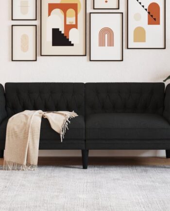 Personers Chesterfield Sofa Stof Sort