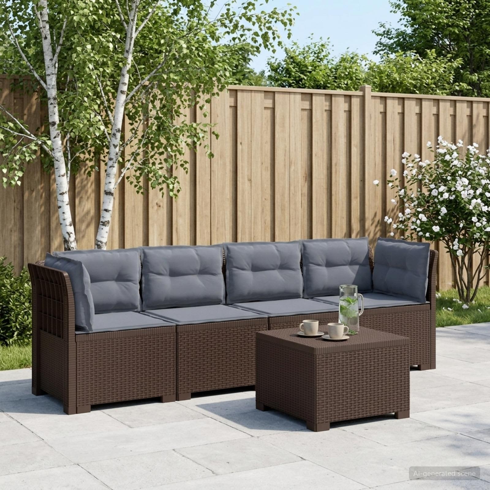 Personers Have Sofa Med Puder Rattan Look Brun