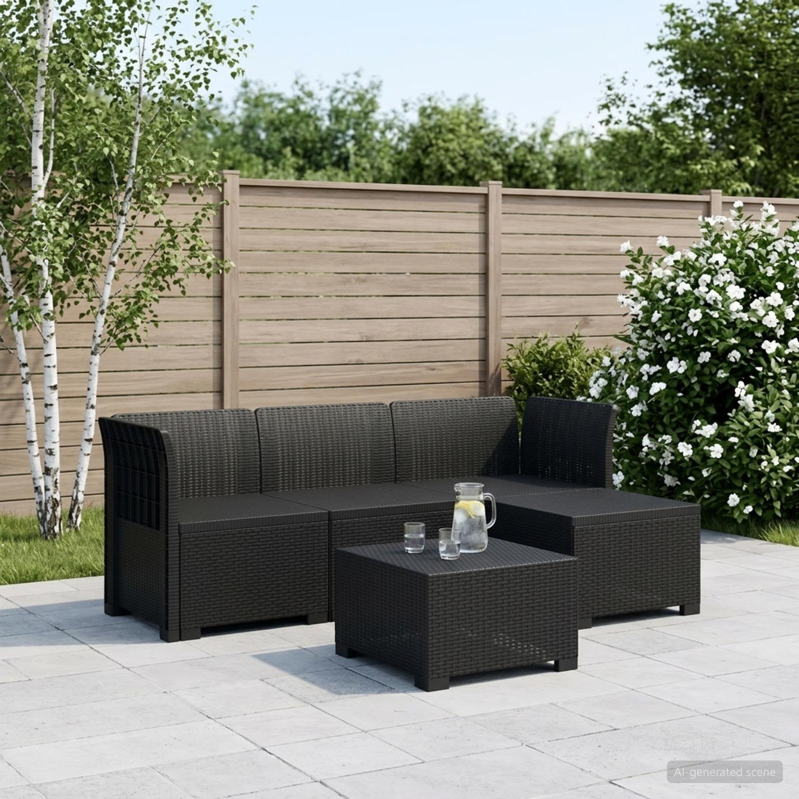 Personers Have Sofa Rattan Look Antracit