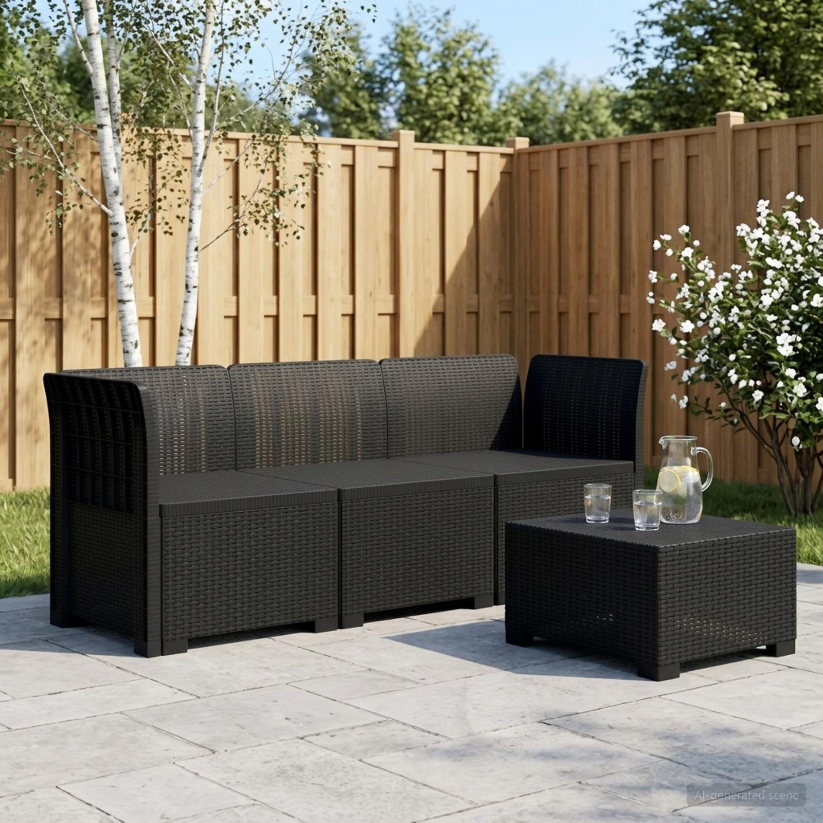 Personers Havemøbel Sofa Rattan Look Antracit