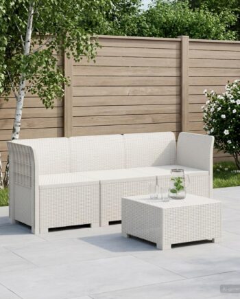 Personers Havemøbel Sofa Rattan Look Hvid