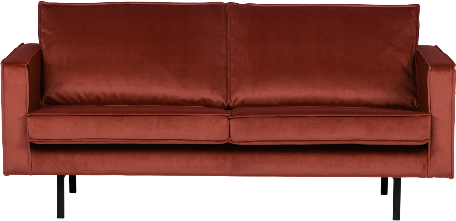 Personers Sofa 190 Woood Rodeo Kastanjebrun Velour Jarra Fast Siddekomfort Høje Metalben