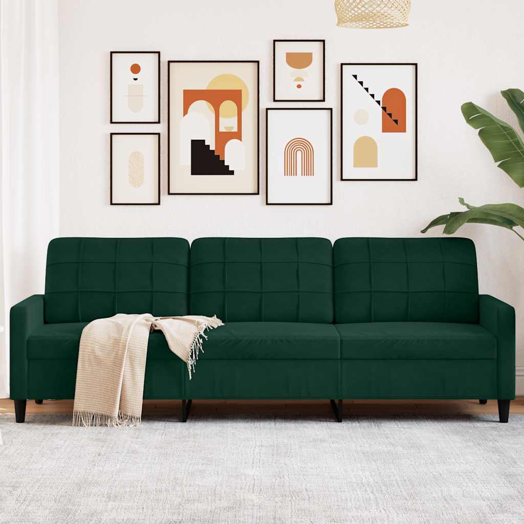 Personers Sofa 210 Fløjl Mørkegrøn