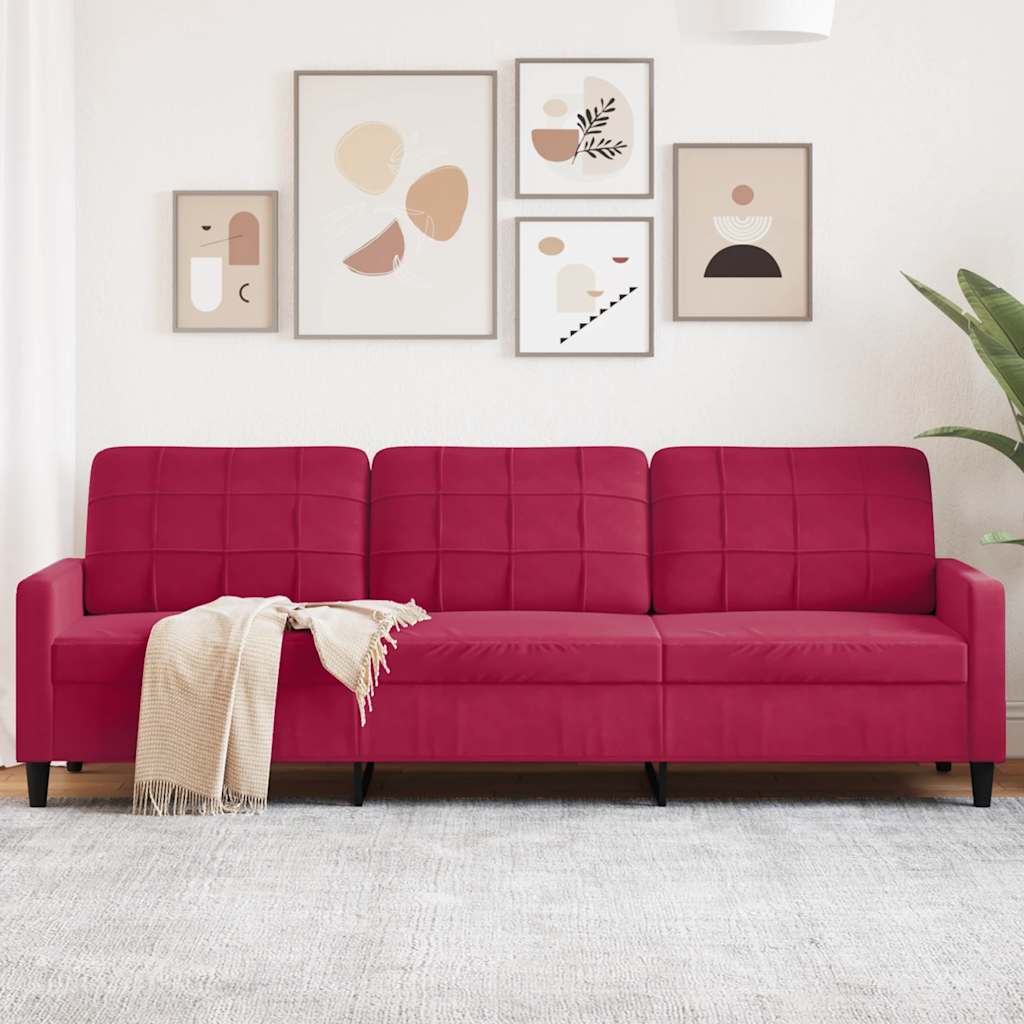 Personers Sofa 210 Fløjl Vinrød