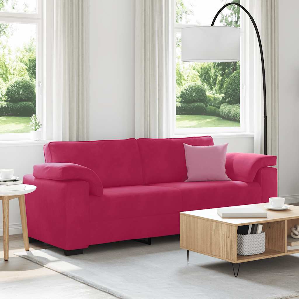 Personers Sofa 220x77x82 Fløjl Vinrød