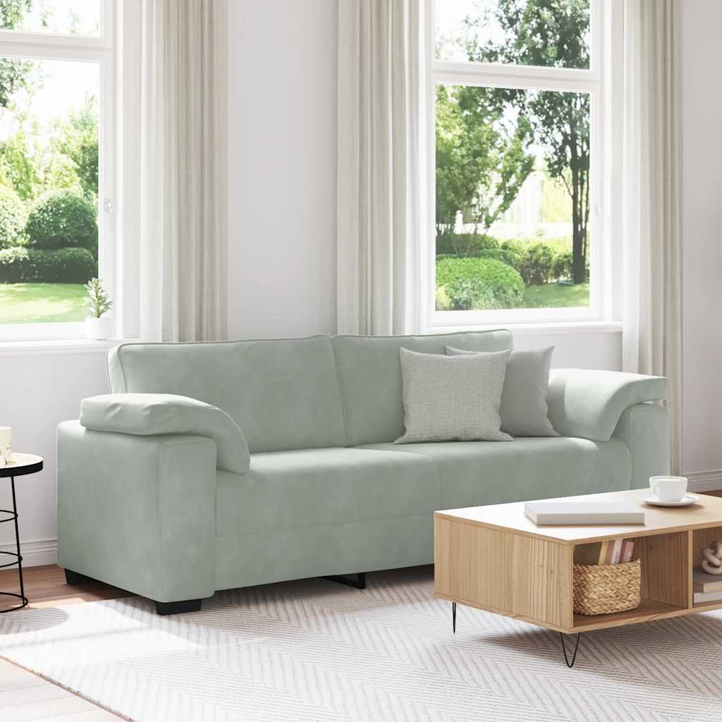 Personers Sofa 220x77x82 Velour Lysegrå