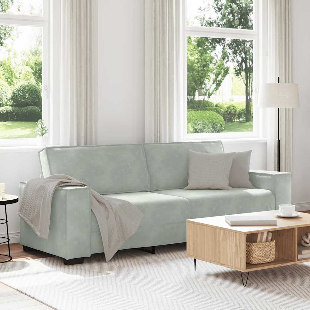 Personers Sofa 220x78x84 Velour Lysegrå