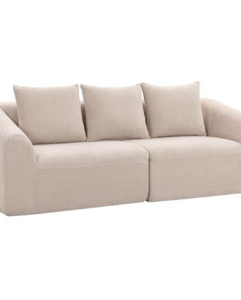 Personers Sofa Chenille Cloud Sofa Uden Stel Tyk Fjederkernepolstring Ekstra Bredt Sæde Hynder Beige