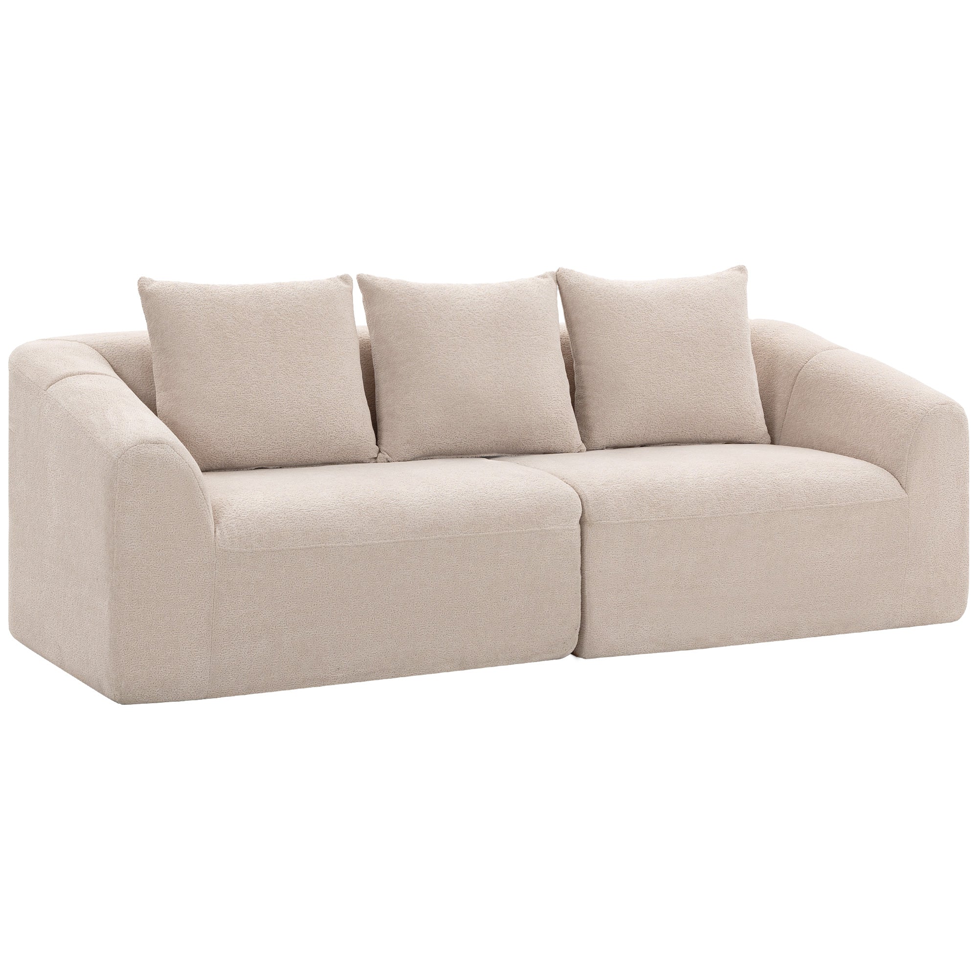 Personers Sofa Chenille Cloud Sofa Uden Stel Tyk Fjederkernepolstring Ekstra Bredt Sæde Hynder Beige