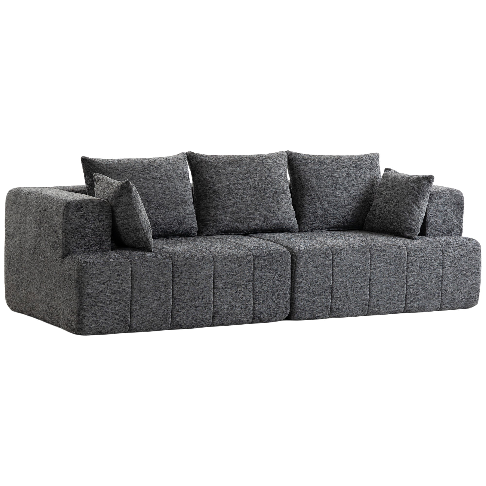 Personers Sofa Cloud Sofa Lavet Chenille Med Tyk Fjederkernepolstring Bredt Dybt Sæde Brede Armlæn Hynder Grå