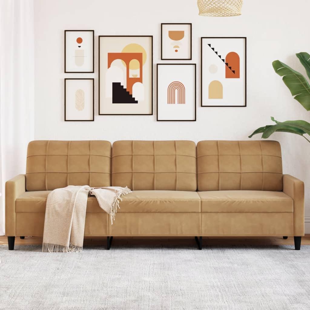 Personers Sofa Fløjl Brun Sædebredde 210