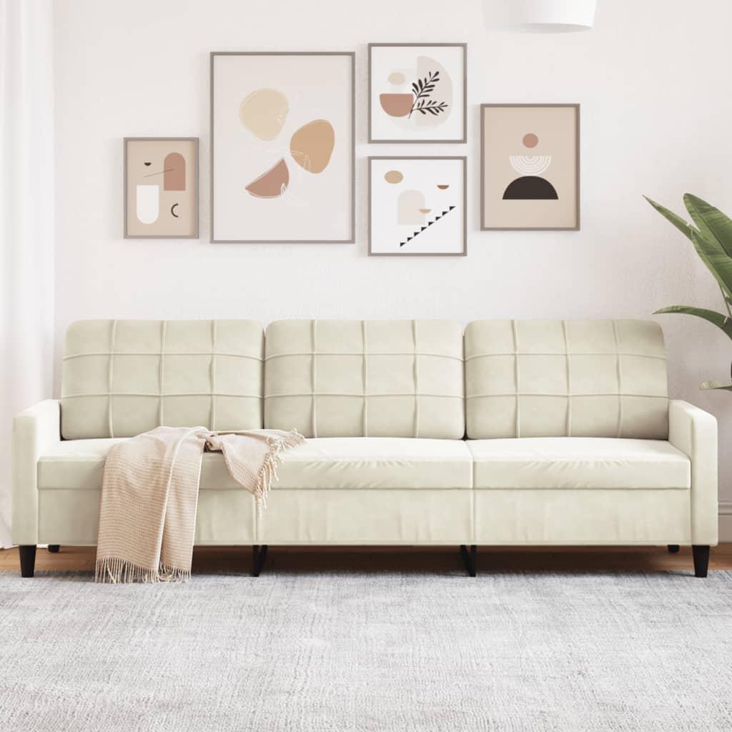 Personers Sofa Fløjl Cremefarvet Sædebredde 210