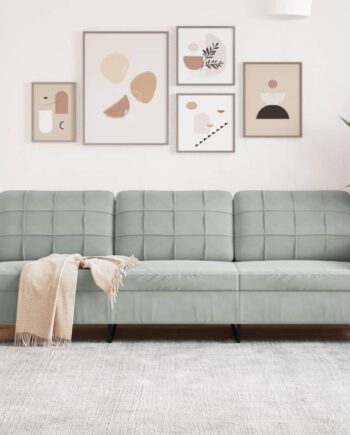 Personers Sofa Fløjl Lysegrå Sædebredde 210