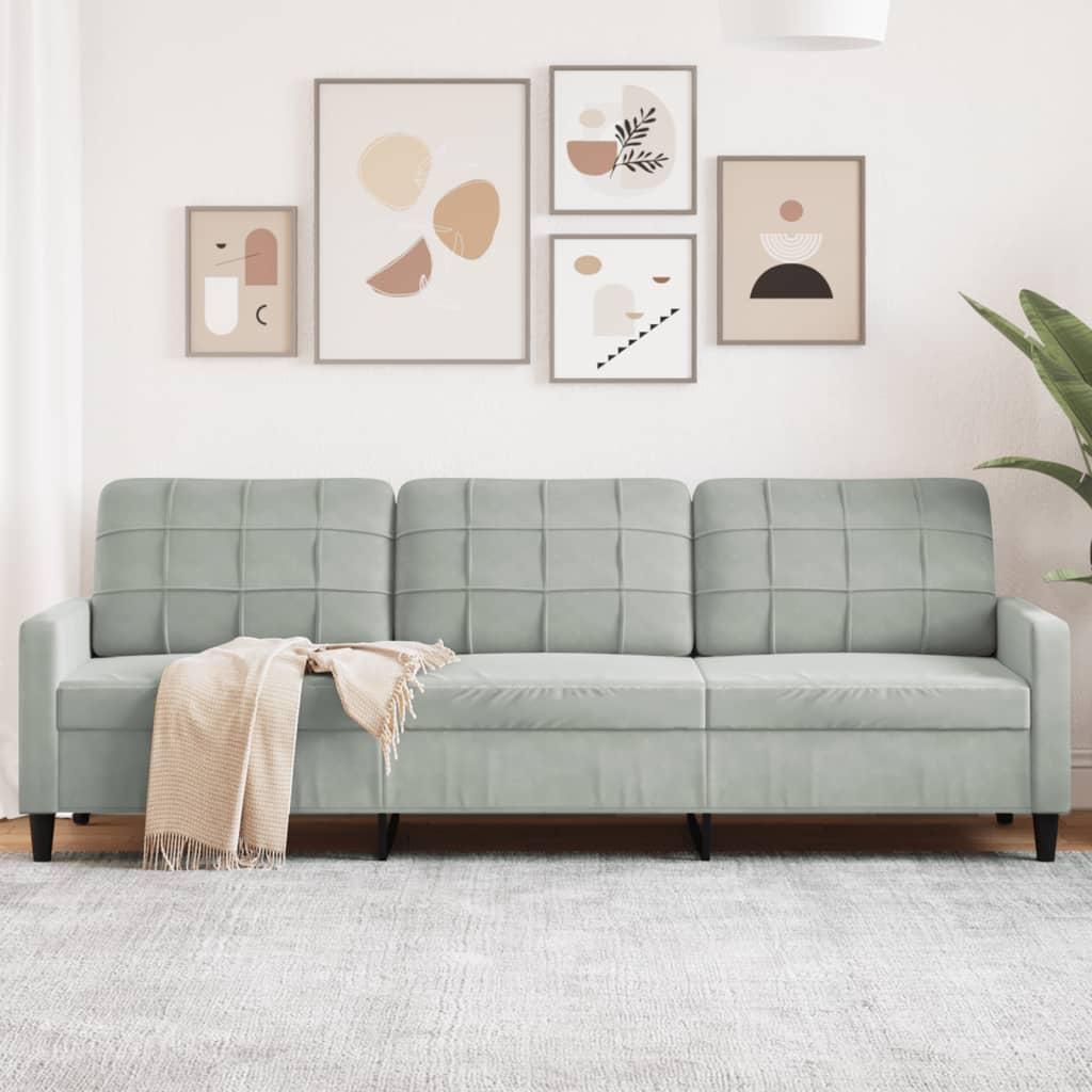 Personers Sofa Fløjl Lysegrå Sædebredde 210