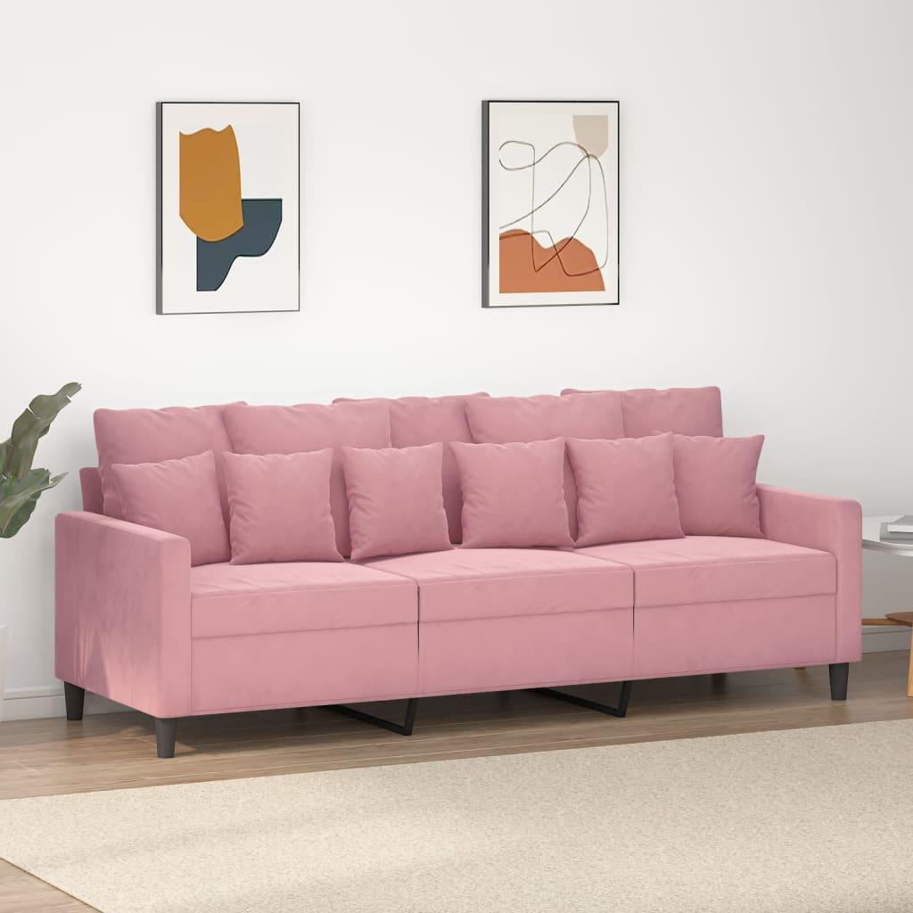 Personers Sofa Fløjl Lyserød Sædebredde 180