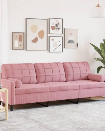 Personers Sofa Fløjl Med Pyntepuder 210 Pink