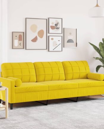 Personers Sofa Fløjl Med Pyntepuder Gul 210 Sædebredde