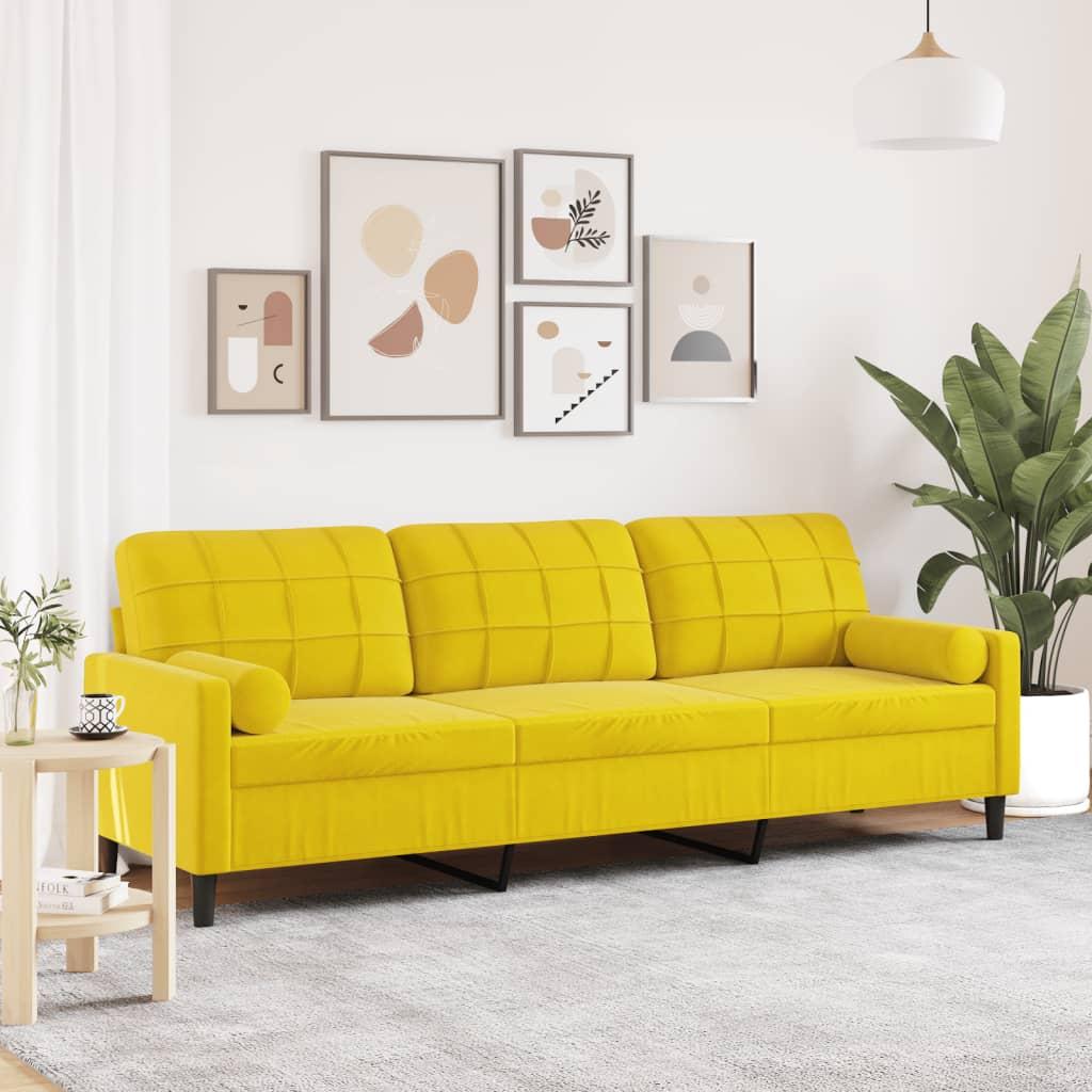 Personers Sofa Fløjl Med Pyntepuder Gul 210 Sædebredde