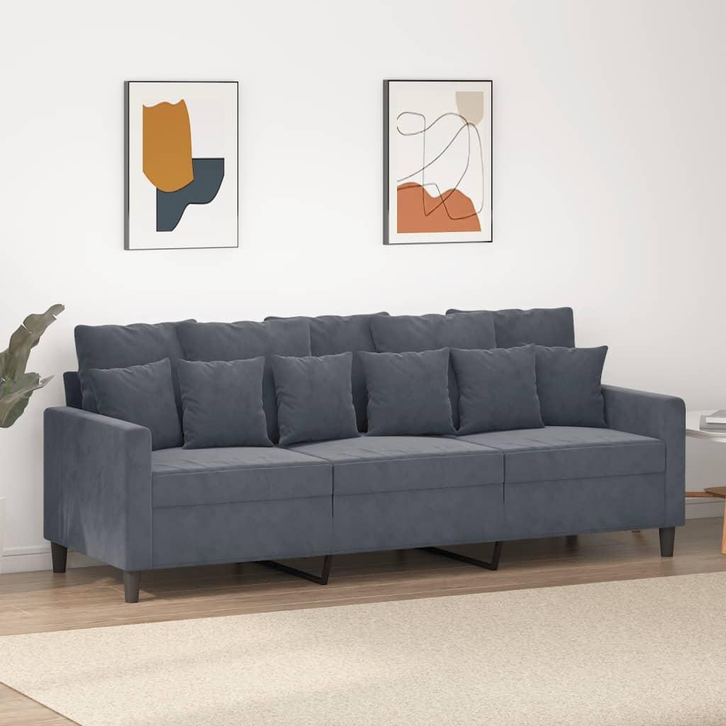 Personers Sofa Fløjl Mørkegrå Sædebredde 180
