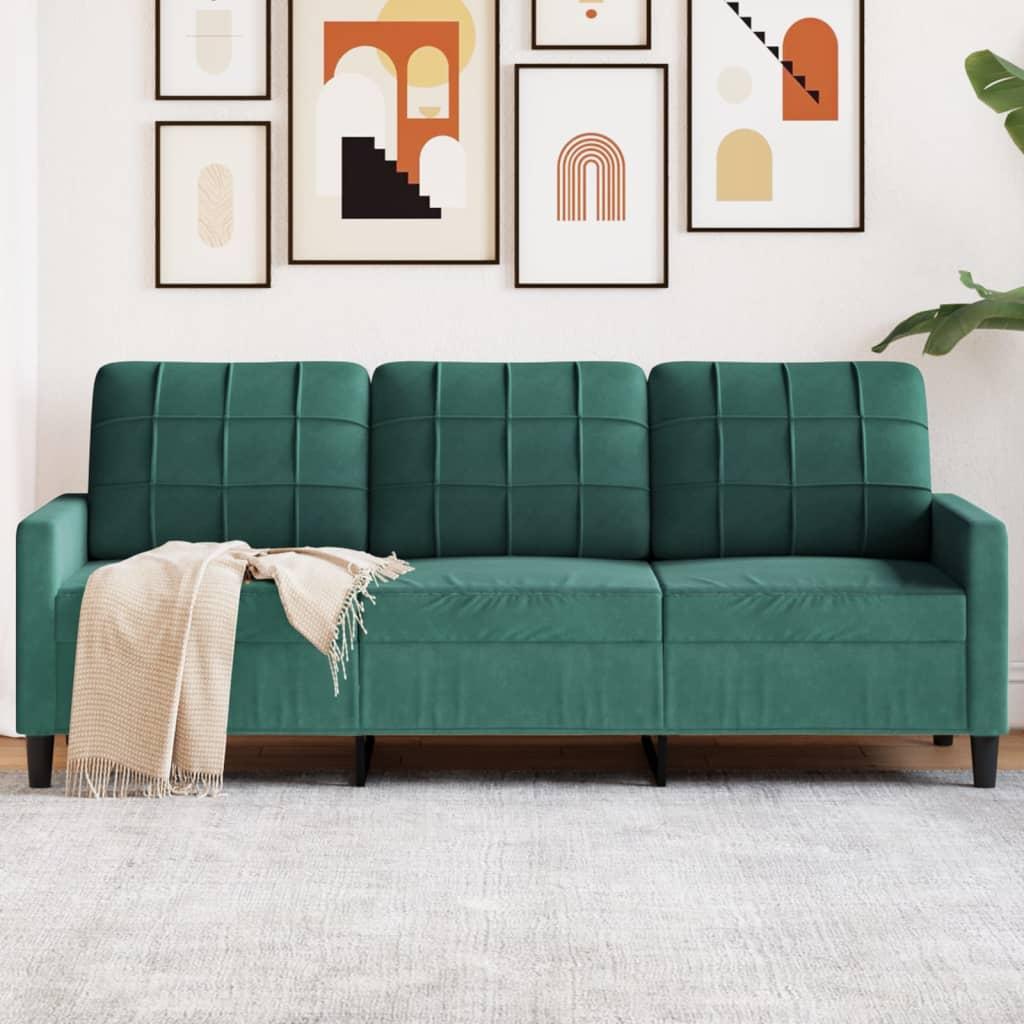 Personers Sofa Fløjl Mørkegrøn 180 Sædebredde
