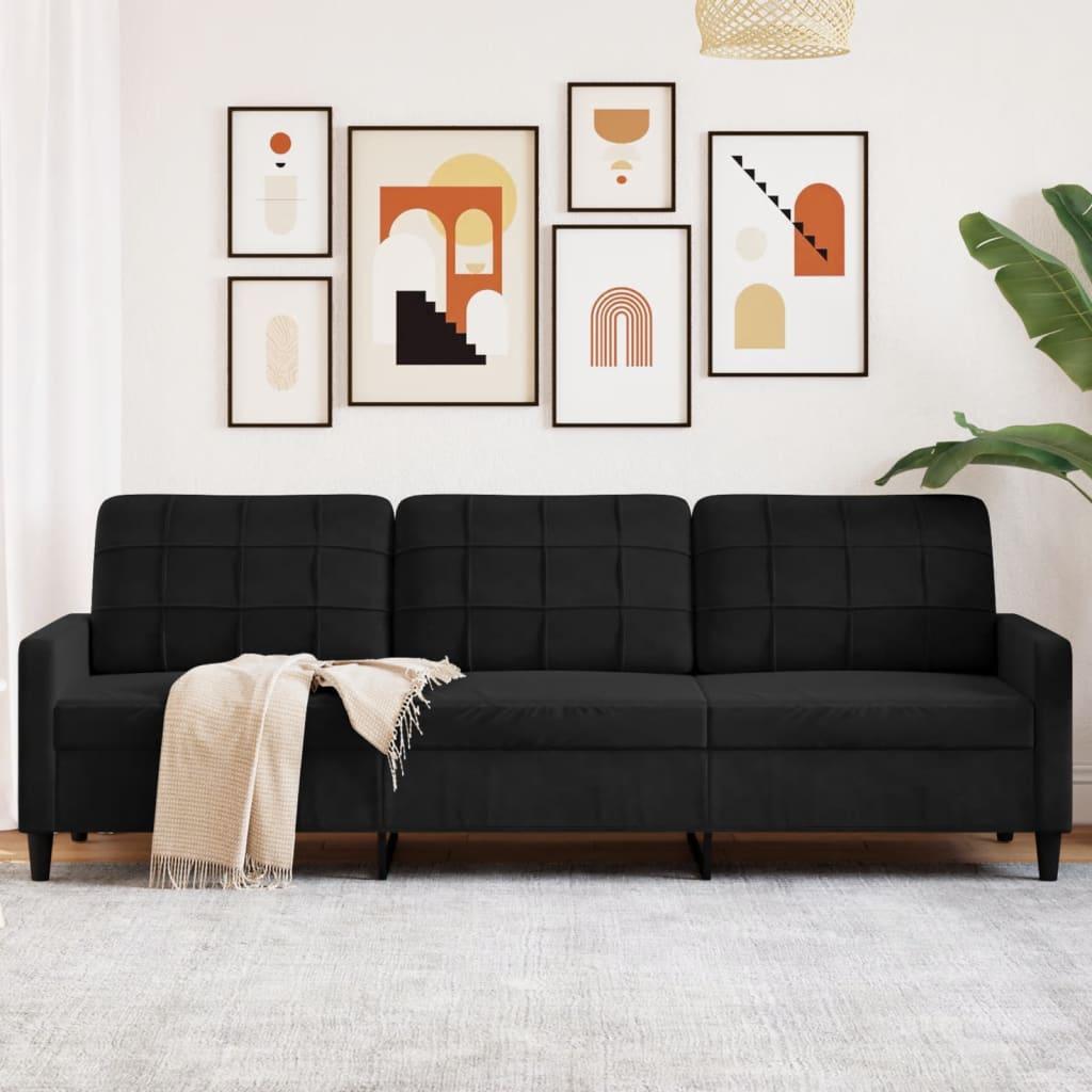 Personers Sofa Fløjl Sort Sædebredde 210