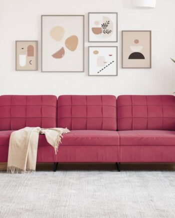 Personers Sofa Fløjl Vinrød 210 Sædebredde
