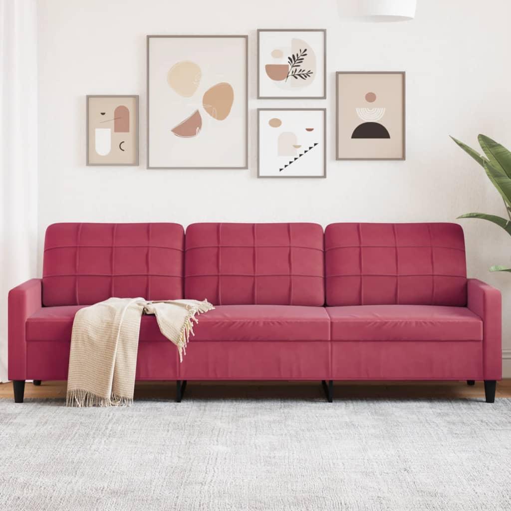 Personers Sofa Fløjl Vinrød 210 Sædebredde