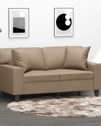 Personers Sofa Kunstlæder Med Pyntepuder 120 Cappuccino