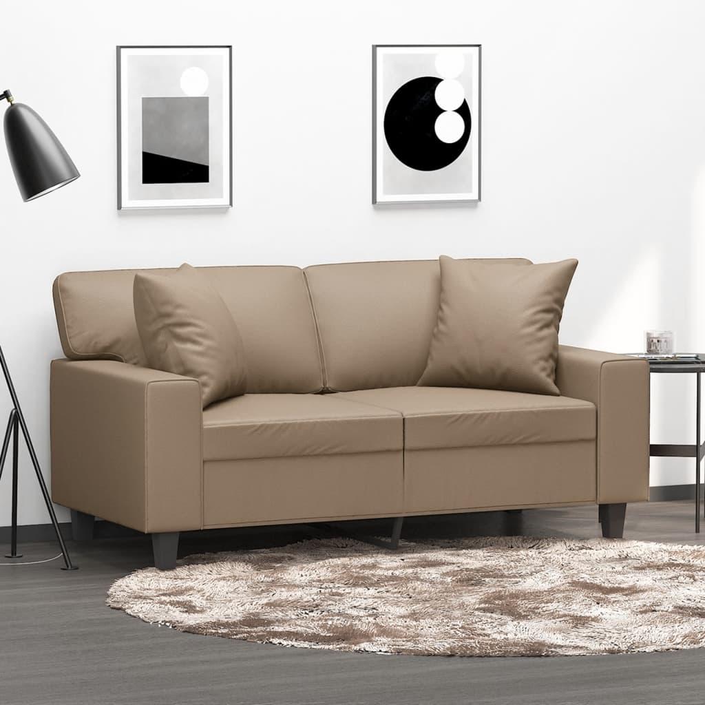 Personers Sofa Kunstlæder Med Pyntepuder 120 Cappuccino
