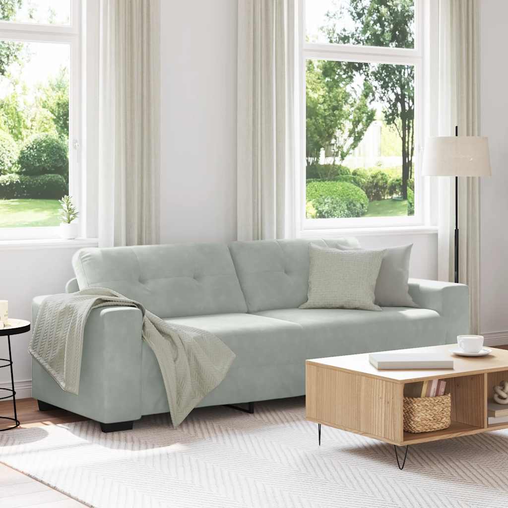 Personers Sofa Lysegrå 220x78x80 Fløjl
