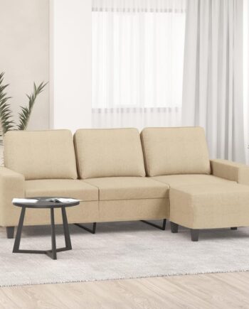 Personers Sofa Med Chaiselong Fodskammel 214 Stof Creme