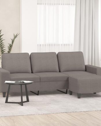 Personers Sofa Med Chaiselong Fodskammel 214 Stof Gråbrun