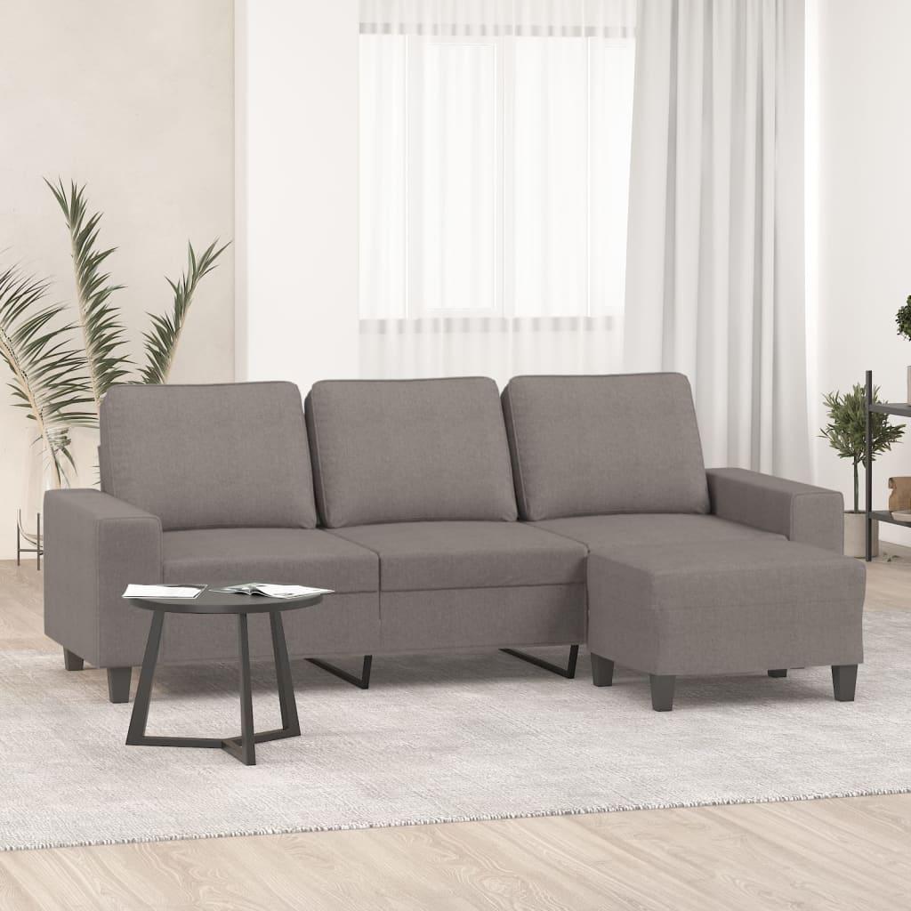 Personers Sofa Med Chaiselong Fodskammel 214 Stof Gråbrun