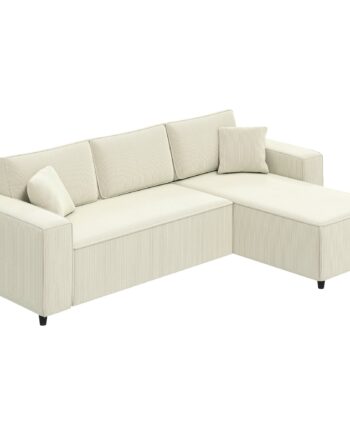Personers Sofa Med Chaiselong Stuesofa Med Fløjlsbetræk Ekstra Hynder Polstret Sofa Cremehvid