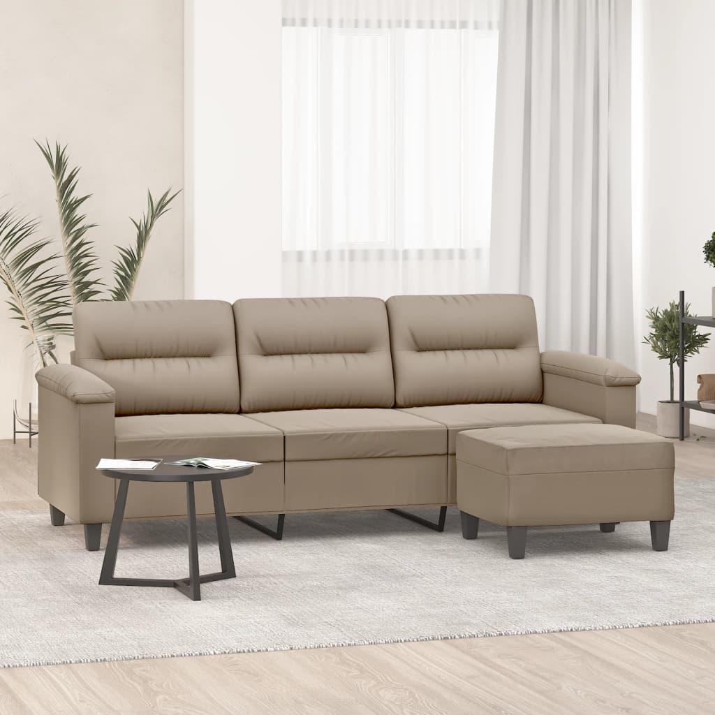 Personers Sofa Med Fodskammel 180 Mikrofiberstof Gråbrun