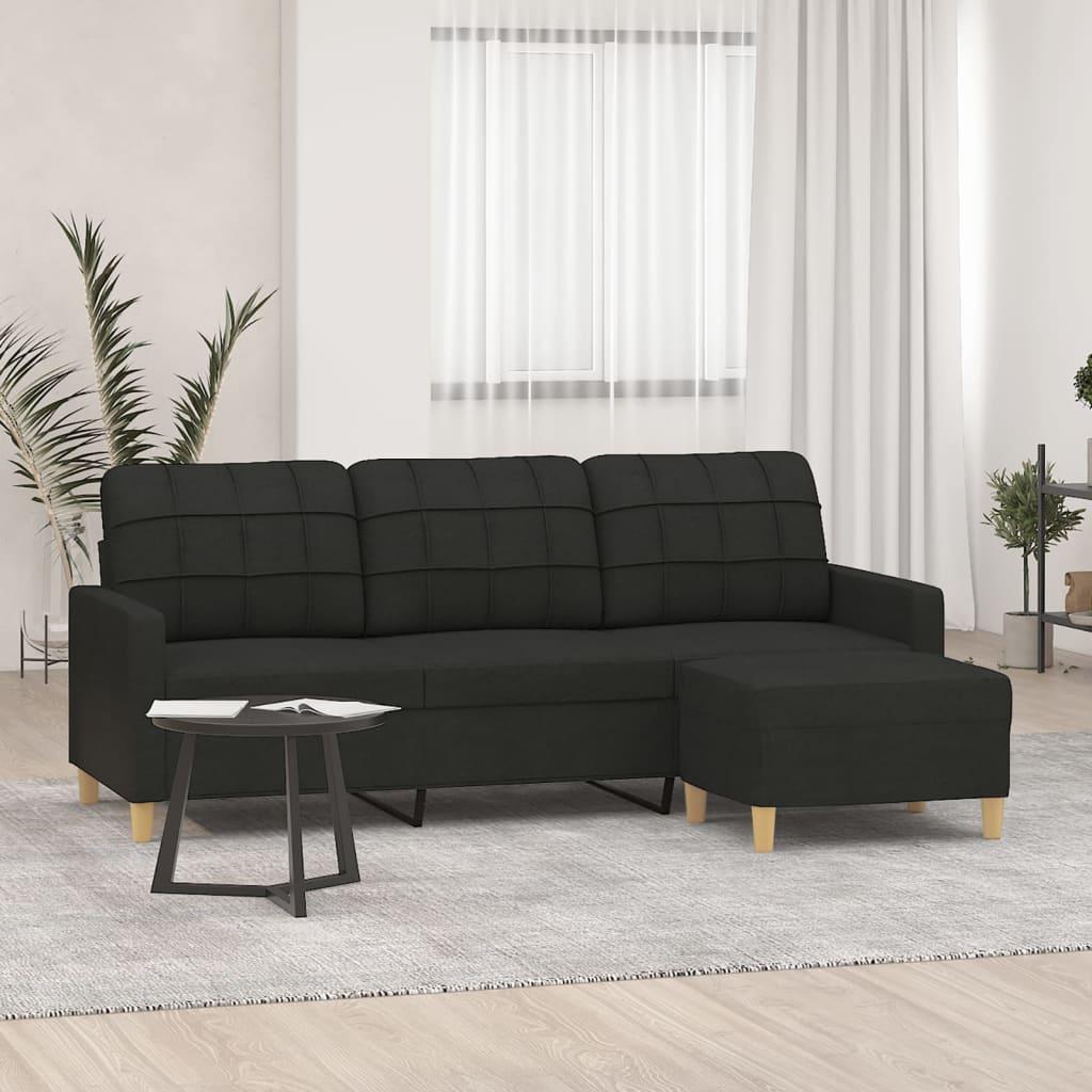 Personers Sofa Med Fodskammel 180 Sort