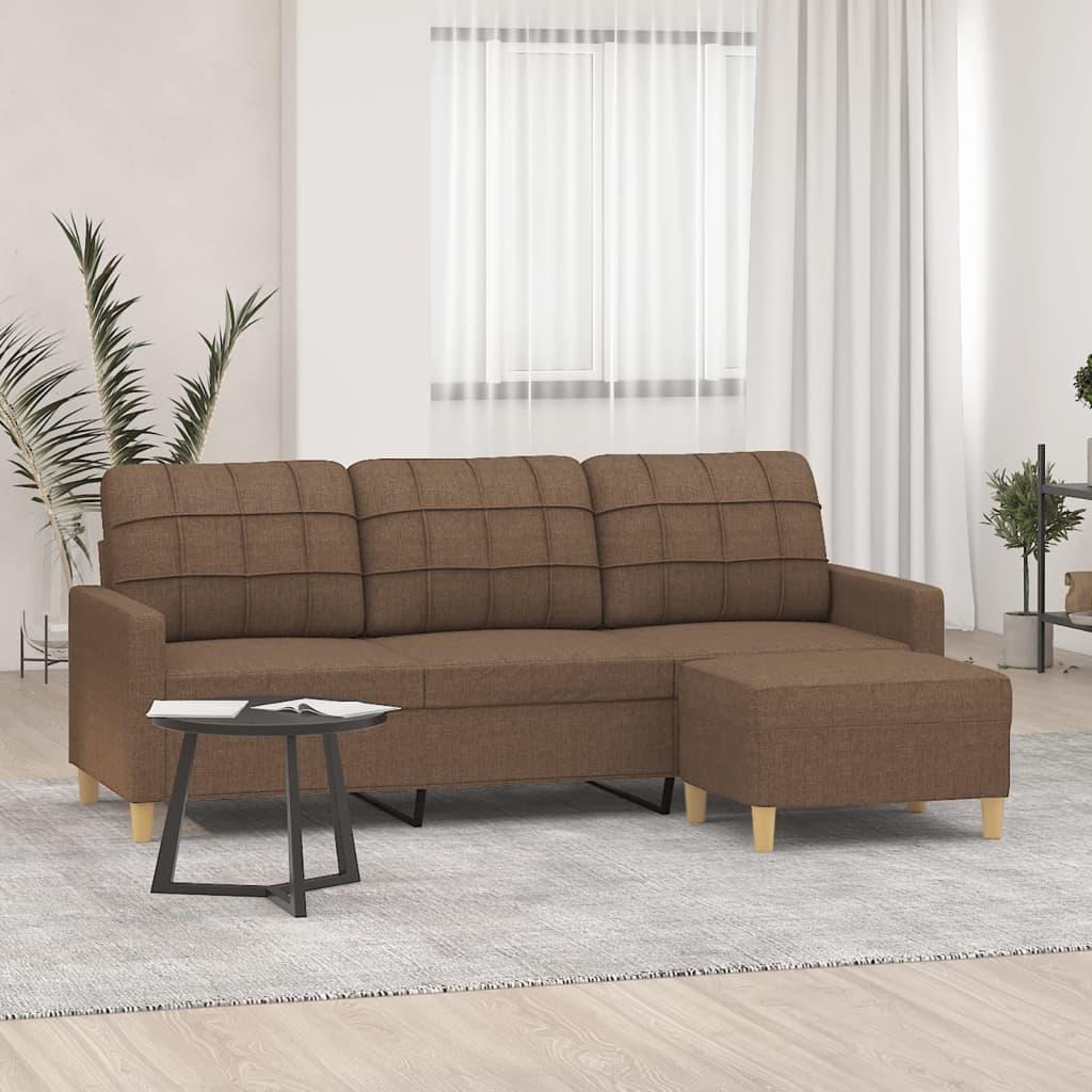 Personers Sofa Med Fodskammel 180 Stof Brun