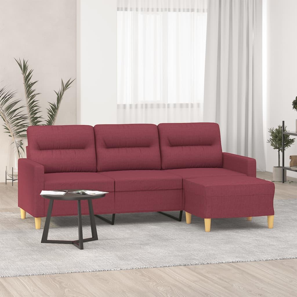Personers Sofa Med Fodskammel 180 Stof Vinrød