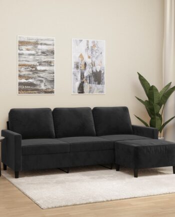 Personers Sofa Med Fodskammel 180 Velour Brun