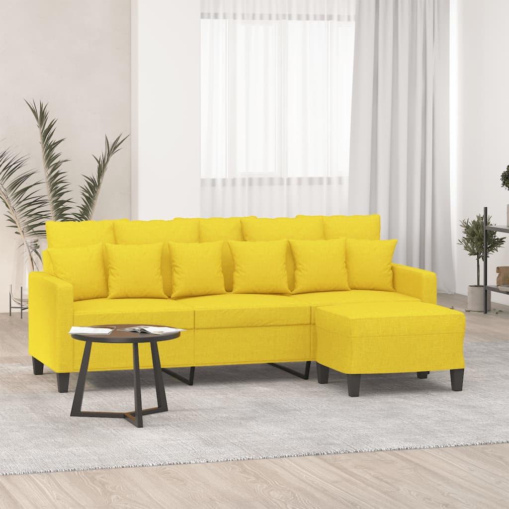 Personers Sofa Med Fodskammel 198 Stof Lysegul