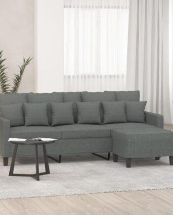 Personers Sofa Med Fodskammel 198 Stof Mørkegrå