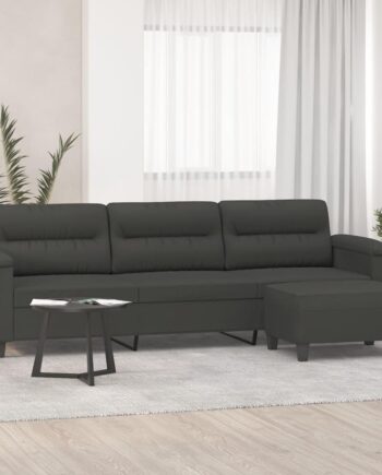 Personers Sofa Med Fodskammel 210 Mikrofiberstof Mørkegrå