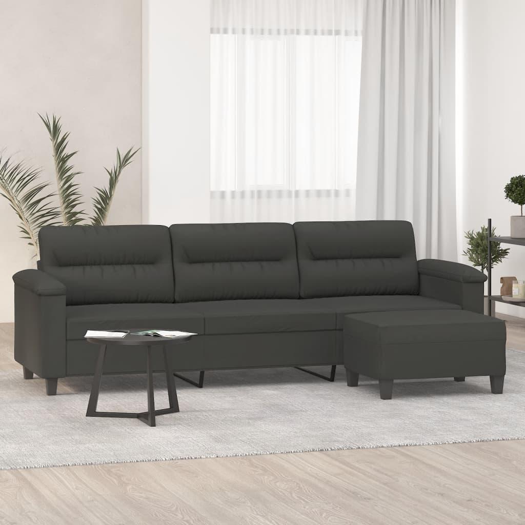 Personers Sofa Med Fodskammel 210 Mikrofiberstof Mørkegrå