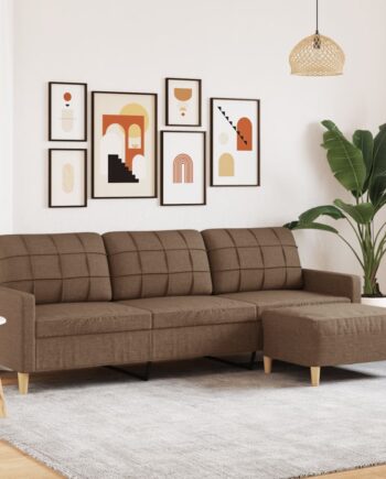 Personers Sofa Med Fodskammel 210 Stof Brun