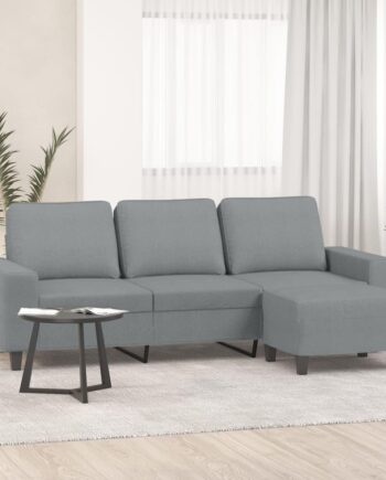 Personers Sofa Med Fodskammel 214 Stof Lysegrå