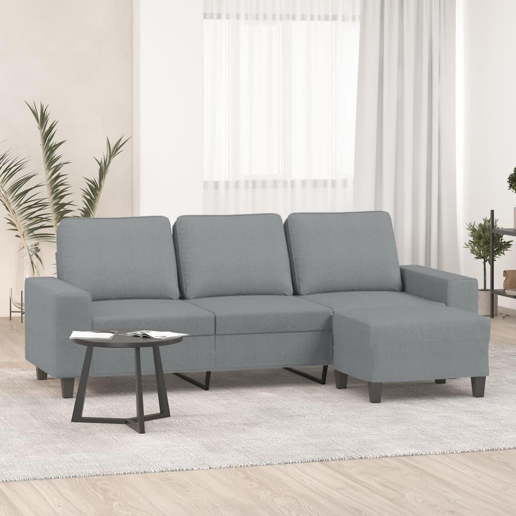 Personers Sofa Med Fodskammel 214 Stof Lysegrå
