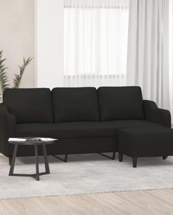 Personers Sofa Med Fodskammel Sort Sædebredde 180